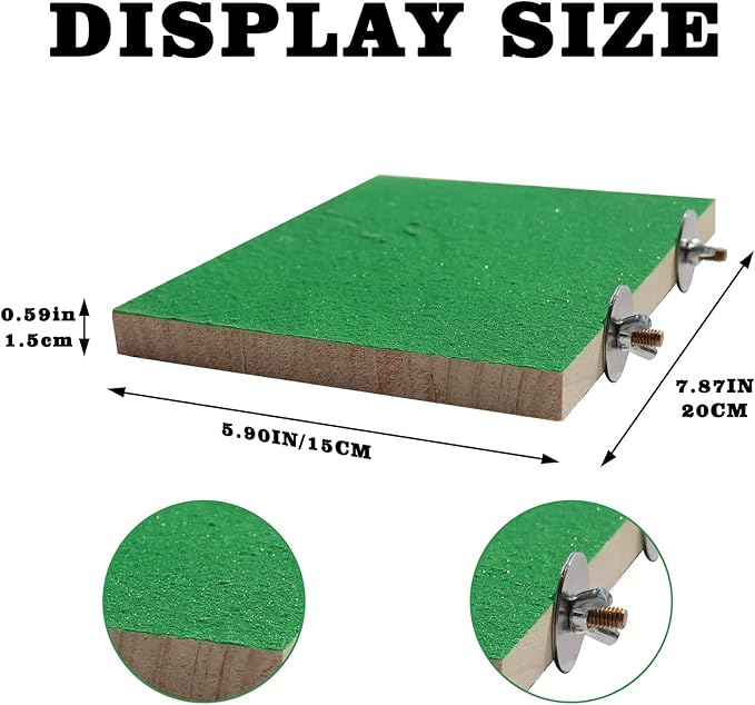 7.9×5.9 Inches Large Bird Perch Stand Platform, Natural Wooden Bird Cage Accessories, Bird Stand Perch with Rough Quartz Sand Surface for Parrot, Parakeet, Budgies, Cockatiel, Rats