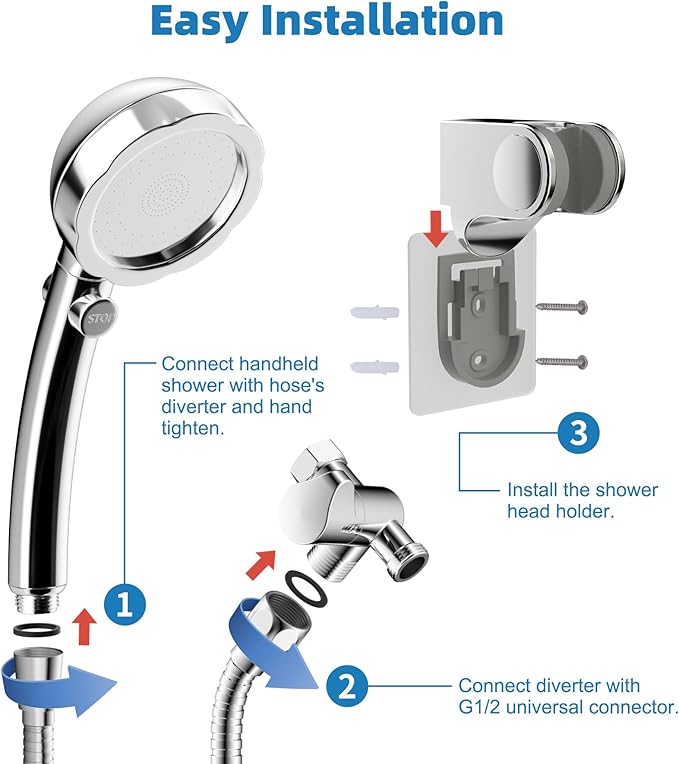 Hibbent Dog Sprayer Attachment Set for Pet Bathing and Dog Washing with 119 Inch Hose, Brass Shower Arm Diverter Valve, Handheld Shower Head, Bathroom Hose Sprayer Head Kit