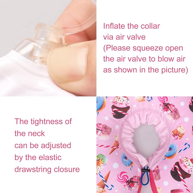 CuteBone Inflatable Dog Collar Alternative for Large Dogs After Surgery-Double Adjustable Neck Range P23SO00102L