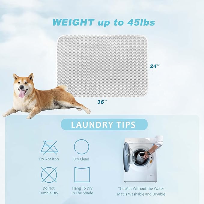 MICROCOSMOS Pet Cooling Mat & Sleeping Pad- Breathable Bubble Surface, EZ Clean. Keep Cooling for Pets, Kids and Adults in Summer.(GreyWhite, 36" x 24")