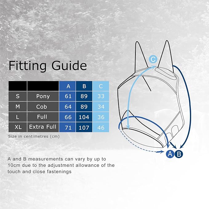 Harrison Howard Pro Luminous Horse Fly Mask Large Eye Space Standard with Ears UV Protection for Horse Signature Blue XL Extra Full Size