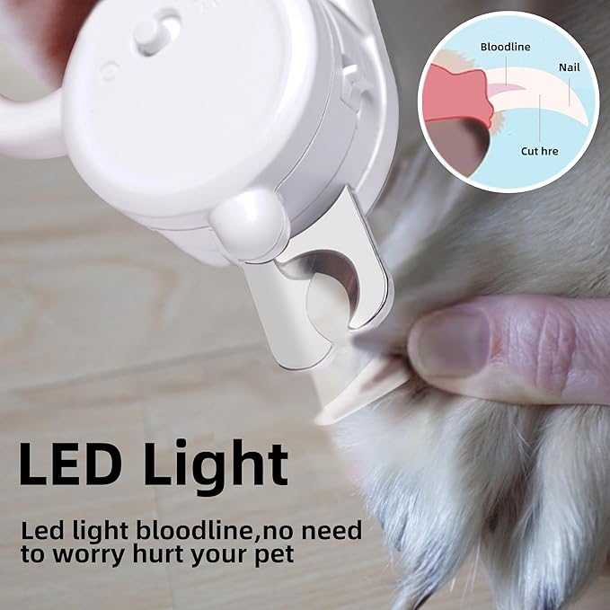 Professional Dog and Cat Nail Clippers with Lights to Illuminate Nails or Blood Lines for Safe Trimming,Sharp Stainless Steel Pet Nail Trimmers with Safety Guard to Avoid Overcutting for Small Animals