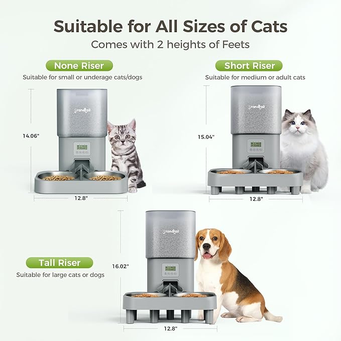 Automatic Cat Feeder for Pets, Programmable Meal Dispenser, for Timed Meals for Up to Cats & Dogs Including Dual Power Supply, and Capacity for 4 Meals Daily