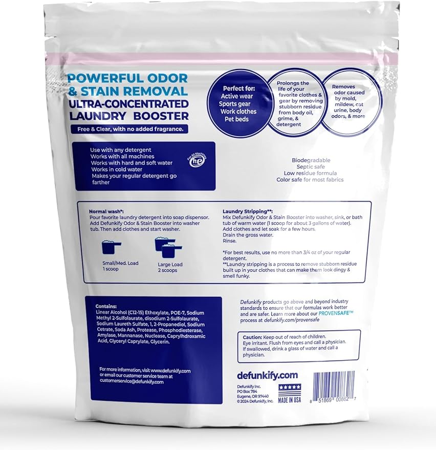 Odor & Stain Removing Color Safe Enzyme Laundry Booster Detergent Additive. Natural, Sensitive Skin PROVENSAFE Washing Soda Powder, 48 Loads