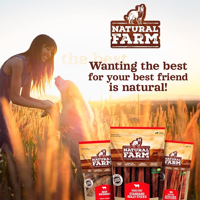 Natural Farm Beef Trachea for Dogs (6 Inch, 6 Pack)- 100% Beef,Odor Free Trachea Dog Chews- Glucosamine & Chondroitin for Joint & Hip Mobility, Bone Strength- Low-Fat Crunchy & Crispy- for All Dogs