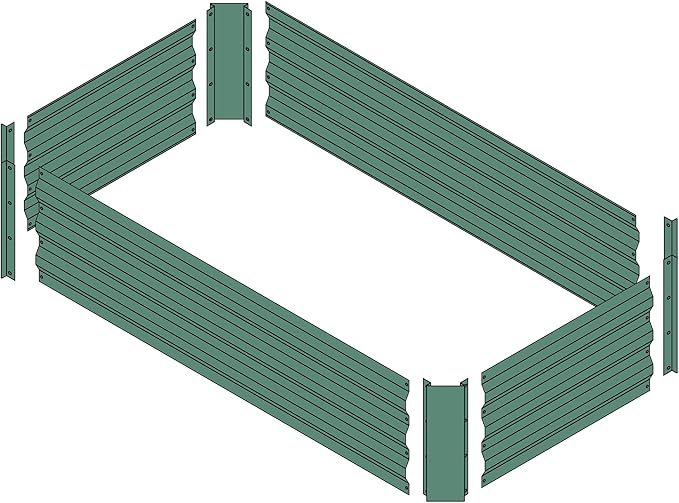 4x2x1ft Metal Raised Garden Bed Kit,Galvanized Garden Bed Box for Vegetables, Flowers, Herbs, and Succulents,60 Gallon Capacity - Green