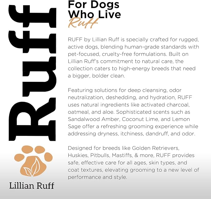 Ruff by Lillian Ruff Oatmeal Dog Shampoo & Conditioner with Aloe & Coconut Oil | Relieves Itching & Hot Spots | Moisturizing & Deodorizing | Safe for Puppies | USA Made