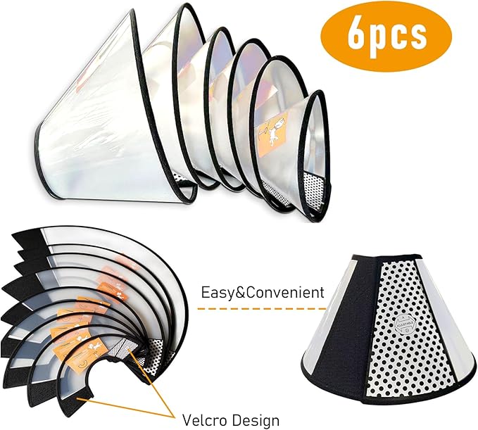 Adjustable Dog Cone Collar After Surgery Soft Cone of Shame Alternatives for Dog Cat Puppy Plastic Elizabethan Collar for Dogs from Licking Biting Scratching Wounds(L,Neck:10.2-13in)