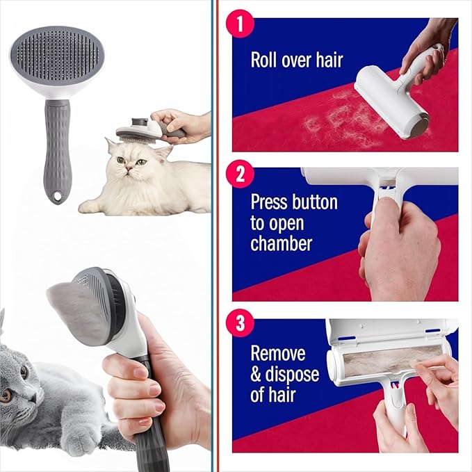 Roller Pet Hair Removal Tool,Reusable Lint Roller - Cat and Dog Hair Remover for Furniture,Dog Brush for Shedding,Portable Multi-Surface Fur Removal Tool (Sofas,Carpets,Clothing,Bed Sheet)