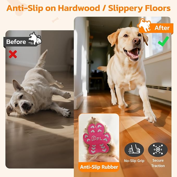 Non-Slip Dog Paw Protector Pads for Senior Dogs, Dog Paw Traction Stickers with Anti-Slip Rubber, Help Dogs Walk on Hardwood Floor, Pink 48pcs, XL for 41-60lbs