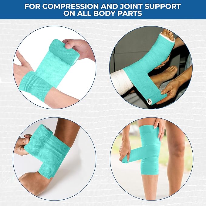 Self Adhesive Bandage Wrap - Pack of 08 Assorted Colors, Non-Woven, Breathable & Water-Resistant Vet Wrap for First Aid, Sports Injury, Body Sprains, & Pets (3 Inch Multicolor - 8 Pack)