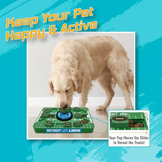 Pets First NFL Detroit Lions Large Puzzle Toy, Dog Puzzle Treat Toy, New Large Size, Interactive Dog Treat Toy, Dog Slow Feeding Toy