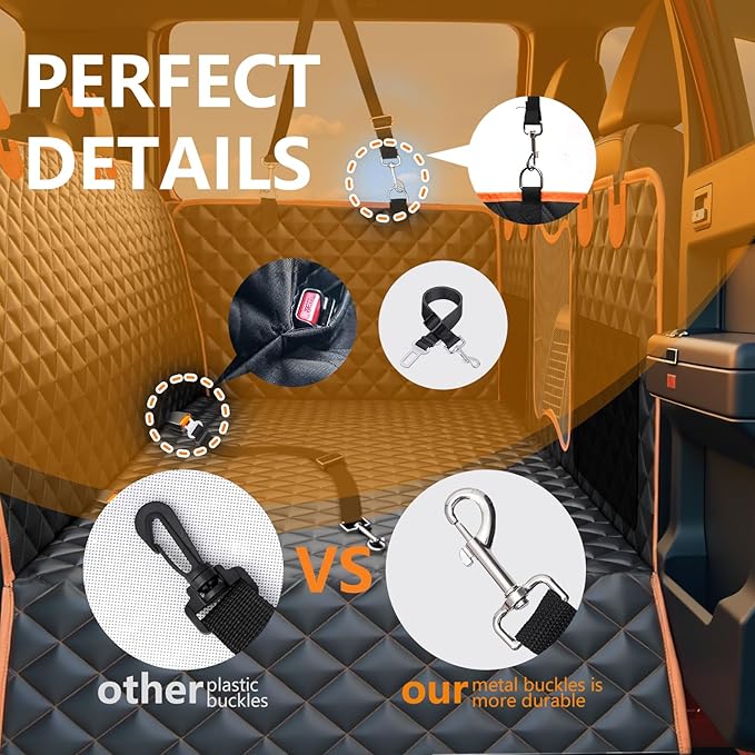 Back Seat Extender for Dogs,Dog Car Seat Cover for Back Seat with Hard Bottom Holds 500 lbs,Car Seat Protector,Waterproof Extender for Dogs,Dog HammockPet Bed for Full-Size Cars,SUVs, Small Trucks