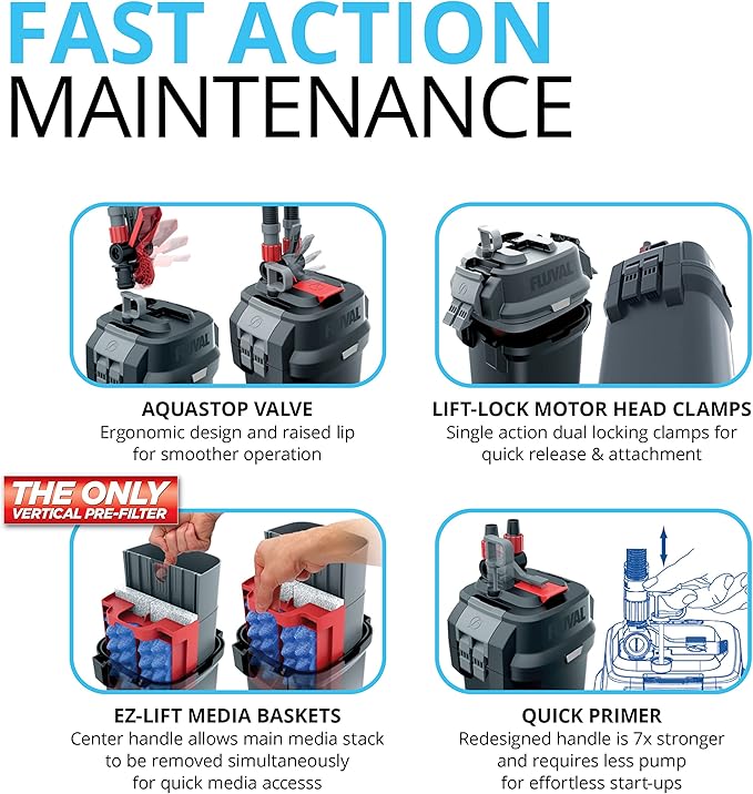 Fluval 307 Perfomance Canister Filter - for Aquariums Up to 70 Gallons - Aquarium Canister Filter