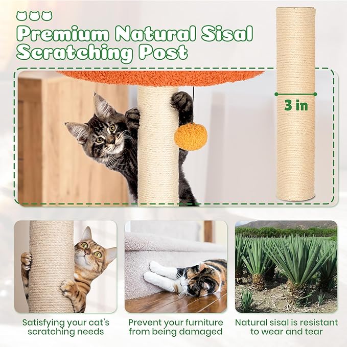 Happy & Polly Cute Cat Tree - 48.4" Fruit World Cat Tower for Indoor Cats, Multi-Level Cat Condo with Sisal Scratching Posts, Private Cave, Plush Strawberry Perches, Perfect Cat Tree Activity Center