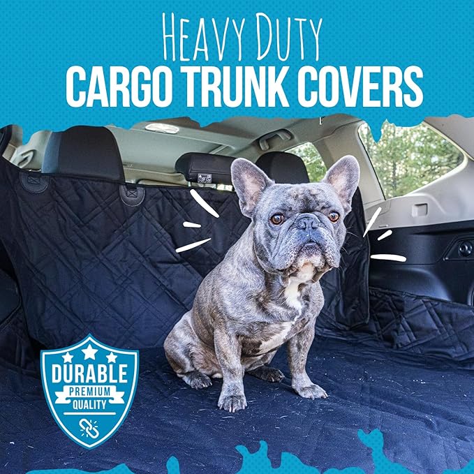 Bulldogology Cargo Liner for SUV - Heavy Duty Pet Trunk Liner Cargo Cover - Waterproof Cargo Cover for Dogs Hair, Muddy Paws - Protector Cargo Mats for Back of SUV (Large, Black)
