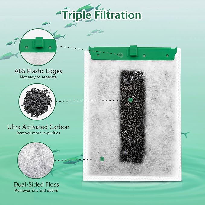 Aquarium Filter Cartridge Compatible with Whisper Power Filters,Replacement Filter Cartridges for IQ10-105GPH (Medium, 3-Pack)