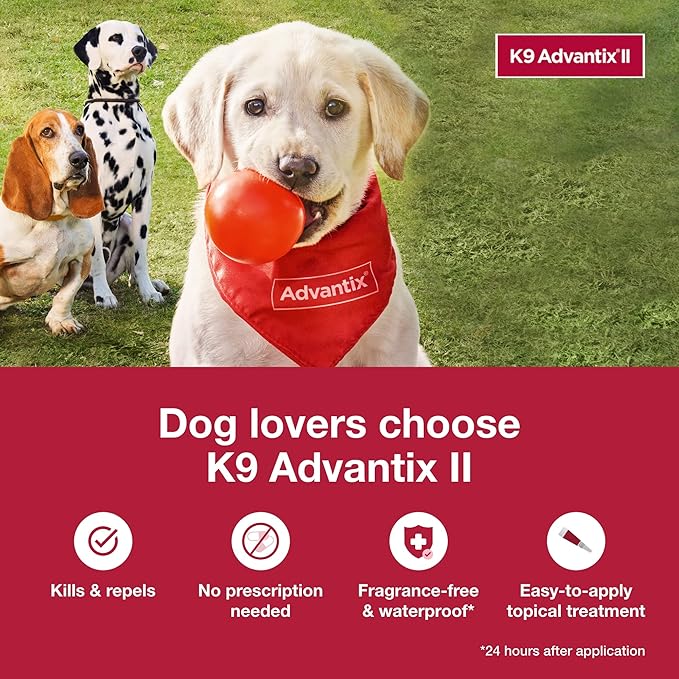 K9 Advantix II Large Dog Vet-Recommended Flea, Tick & Mosquito Treatment & Prevention | Dogs 21-55 lbs. | 1-Mo Supply (Pack of 3)