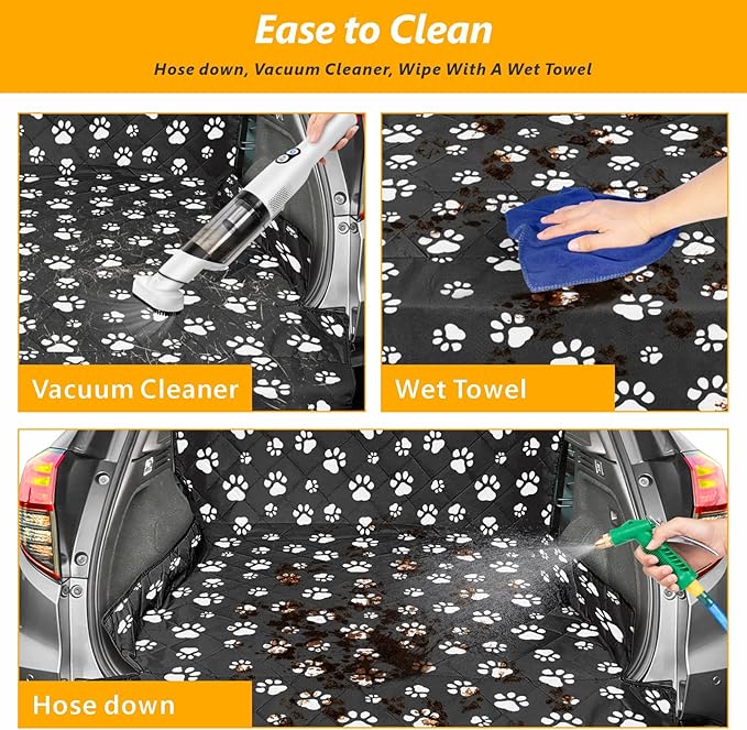 F-color SUV Cargo Liner for Dogs, Upgraded Extra Large Water Resistant Pet Cargo Cover Dog Seat Cover Mat for SUV Sedans Vans with Bumper Flap Protector, Non-Slip, Wear-Proof, Universal Fit, Paw Print