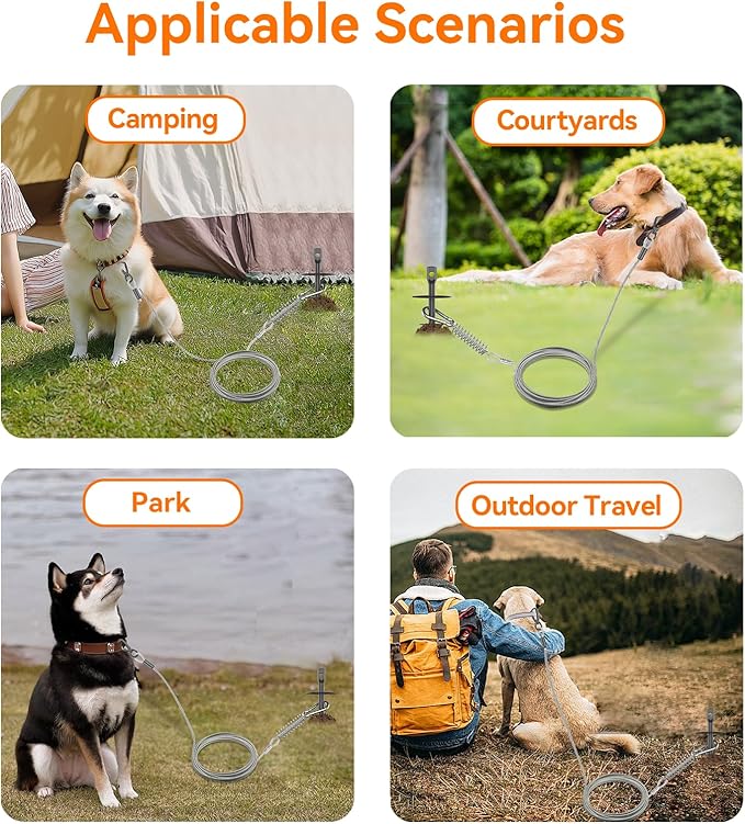 Dog Tie Out Stake, Heavy Duty Dog Tie Out Stake for Large Dogs up to 210 lbs, Ground Anchor for a Dog Cable, Leash, Lead Tether, Dog Accessories Trampoline Stakes 1-Pack (Black)