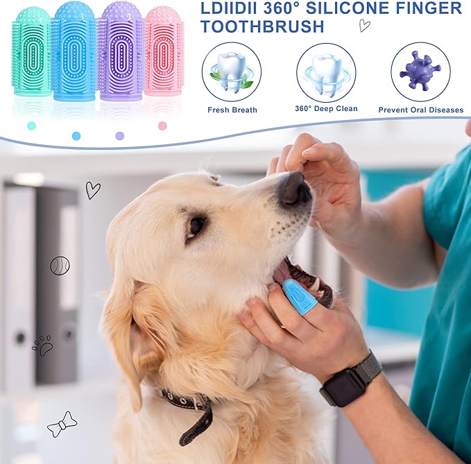 Dog Toothbrush Dogs Tooth Brushing Kit 4 Pack Dog Finger Toothbrush for Dogs Teeth Cleaning& Dental Care,Dogss Tooth Brush Pet Toothbrush