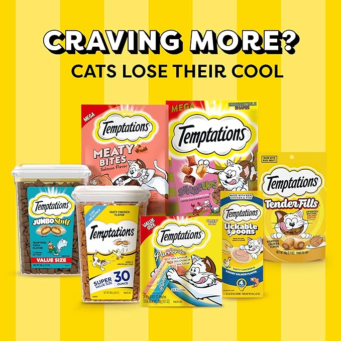 Temptations MixUps Catnip Fever Flavor Crunchy and Soft Cat Treats, 3 oz. Pouch (Pack of 12)