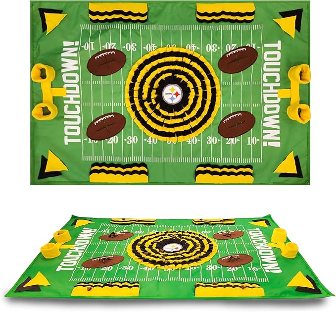 NFL Pittsburgh Steelers Dog Snuffle Mat – Interactive Pet Slow Feeder, Football Field Design Food Puzzle Toy for Dogs & Cats, Foraging Activity Mat for Smarter Feeding