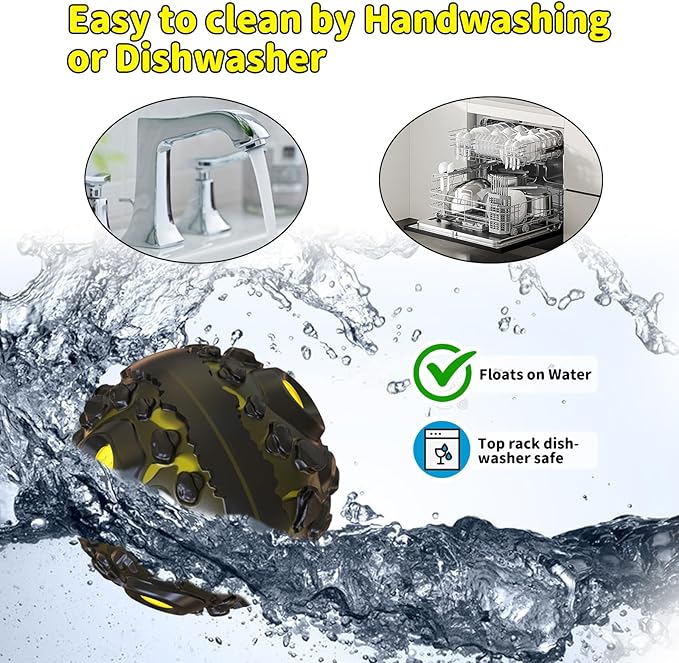 Dog Ball for Aggressive Chewers - Interactive Dog Toy Balls Fun Squeaky Sound to Keep Them Busy, Durable for Small Medium Large Breeds, Rubber Pet Chew Toys, As Seen on TV, Black & Yellow