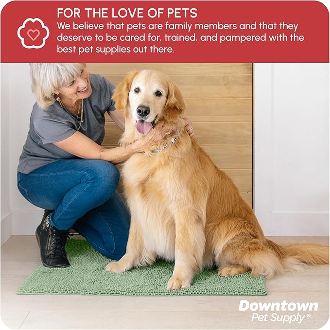 My Doggy Place Microfiber Dog Mat for Muddy Paws, 36" x 26" Sage - Absorbent and Quick-Drying Dog Paw Cleaning Mat, Washer and Dryer Safe - Non-Slip Rubber Backed Dog Floor Mat, Large