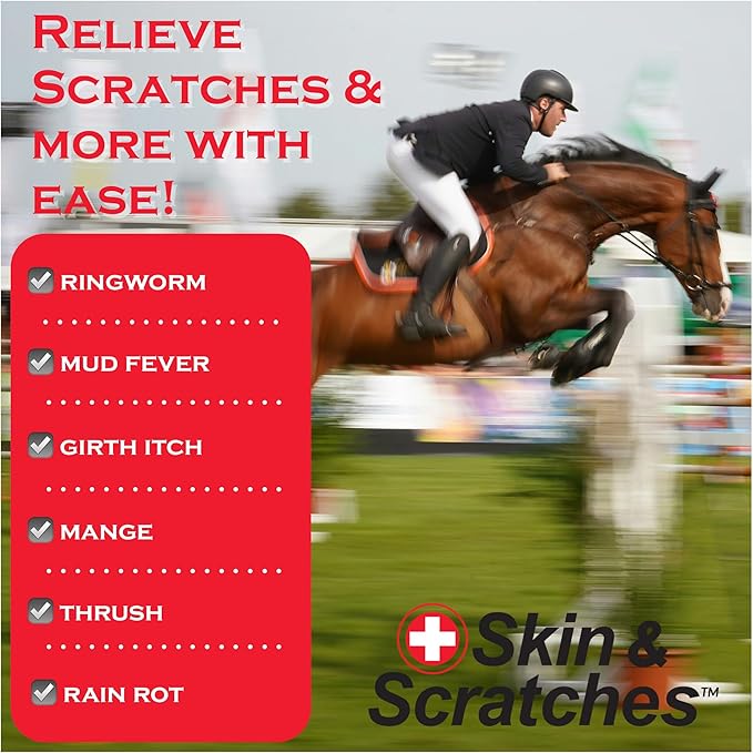 Show Out Skin & Scratches 4 oz Concentrate - Fast Relief and Prevention for Horse Care. Use on Equine Scratches/Mud Fever, Girth Itch, Mange, Thrush, Rain Rot, Ringworm, etc w/Empty Spray Bottle