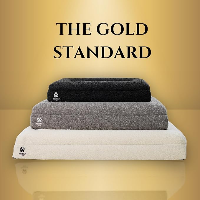 Luxury Boucle Fabric Orthopedic Large Dog Bed with Memory Foam | Breathable Comfort and Washable Dog Couch Bed with Waterproof Liner & Cover | Ideal Pet Beds for Big Dogs - Bone (45"x36x7)