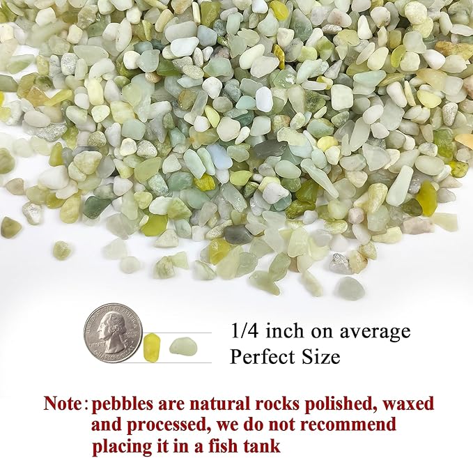 5 lbs Jade Pebbles for Indoor Plants,1/4 inch Polished Gravel Rocks for Plants, Succulents, Cactus, Vases, Terrarium and Outdoor Gardening