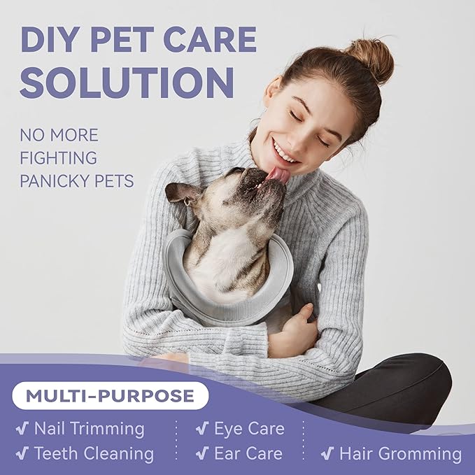 Dog Grooming Hammock Harness for Dogs & Cats with Pet Nail Clipper Trimmer - Cat Hanger Sling for Trimming Clipping Nails- Dog Hammock Restraint Bag for Small Medium Large pet ( Purple M)