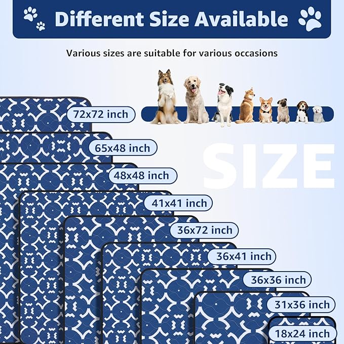 LOOBANI Washable Pee Pads for Dogs: 65"x 48" Extra Large Reusable Puppy Pads,1 Pack Absorbent Whelping Pad Leakproof Dog Playpen Mat, Waterproof Non-Slip Dog Training Pads for Floor, Crate, Potty