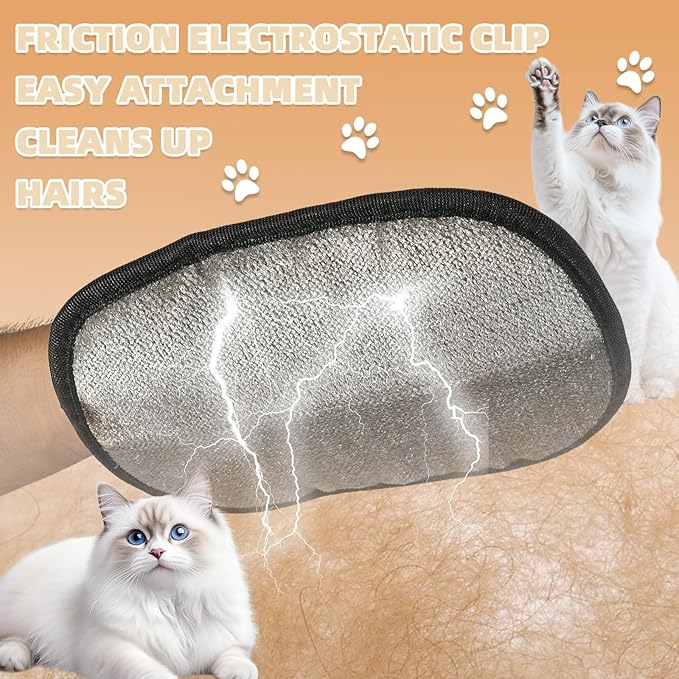 Pet Hair Remover Gloves for Cats & Dogs, Electrostatic Pet Hair Removal Gloves Brush for Pets Hair, Pet Hair Clean Up,Pet Hair Remover for Furniture