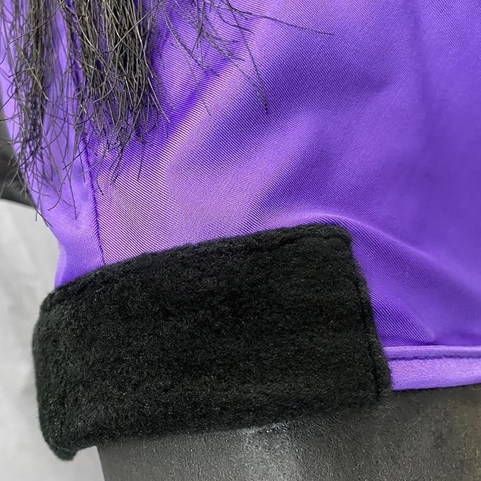 Horse Fly Mask with Ears - Large Eye Space for Full Vision, Breathable Stretch Comfort Fit, UV Protection, Forelock Opening, Easy Pull-On Violet Pony