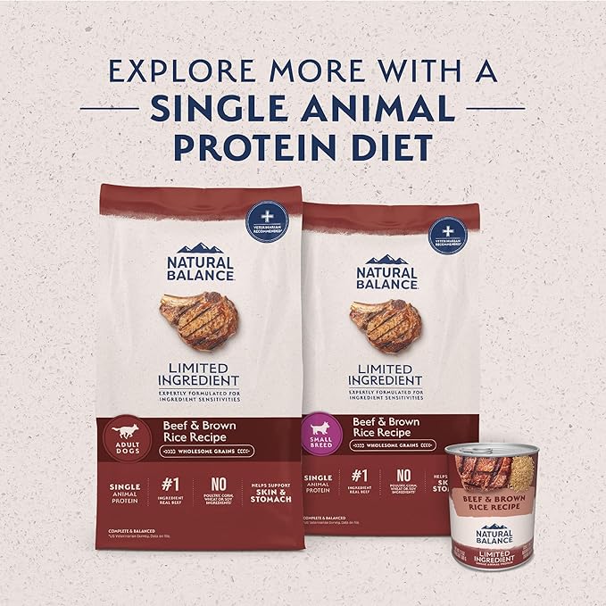 Natural Balance Limited Ingredient Adult Dry Dog Food with Healthy Grains, Beef & Brown Rice Recipe, 4 Pound (Pack of 1)