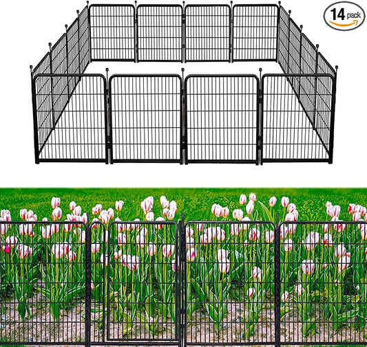 40in(H) Doorless Fence for Garden 14 Panels, 31.2 Ft(L) Barrier, Outdoor Garden Protection for Dogs Low Threshold,Indoor Fence Without Gate