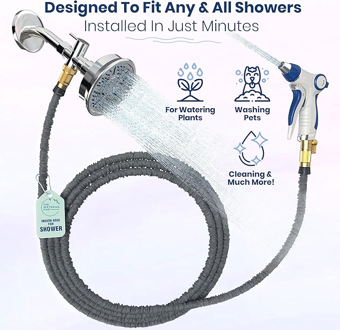 Indoor Hose Attachment with Handheld Sprayer for Dog Washing, Plant Watering, and Cleaning (25 FT) Long Hose with Universal Shower Head Adapter and Dog Shower Attachment
