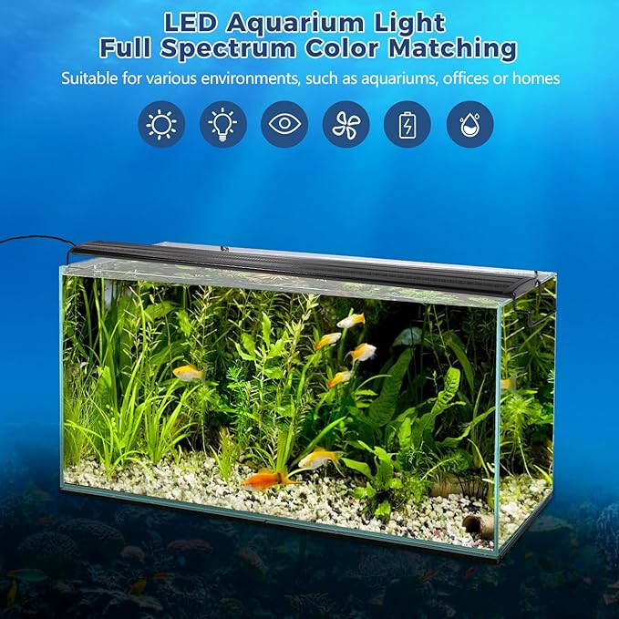 Tatub 16W LED Aquarium Light for 24"-30" Fish Tank, Full Spectrum Fish Tank Light with White Blue Red Green LEDs, 10 Levels of Brightness,Timer Auto On/Off