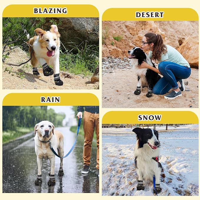 Dog Shoes for Large Medium Small Dog, Mesh Breathable Dog Shoes for Hot Pavement, Anti-Slip Dogs Boots Paw Protectors with Reflective for Outdoor Walking Indoor Hardfloors (Size 4)