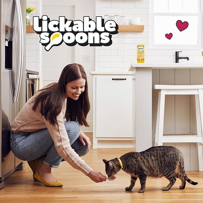 Temptations Lickable Spoons Adult Wet Cat Treat, Tasty Chicken and Cheesy Cheese Flavor, 4 Spoons, Pack of 24 (96 Total)