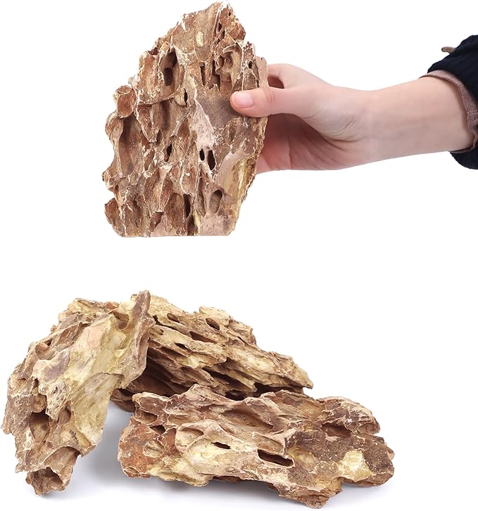 6-8 Inches Natural Dragon Stone 4 PCS Aquarium Rocks for Aquascaping, Aquarium Landscaping, Terrariums, Fish Tank Decoration, Vivariums, Paludarium, Reptile and Amphibian Enclosures