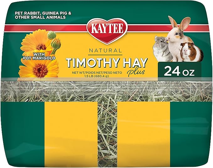 Kaytee All Natural Timothy Hay Plus Marigolds for Guinea Pigs, Rabbits & Other Small Animals, 24 Ounce (Pack of 2)