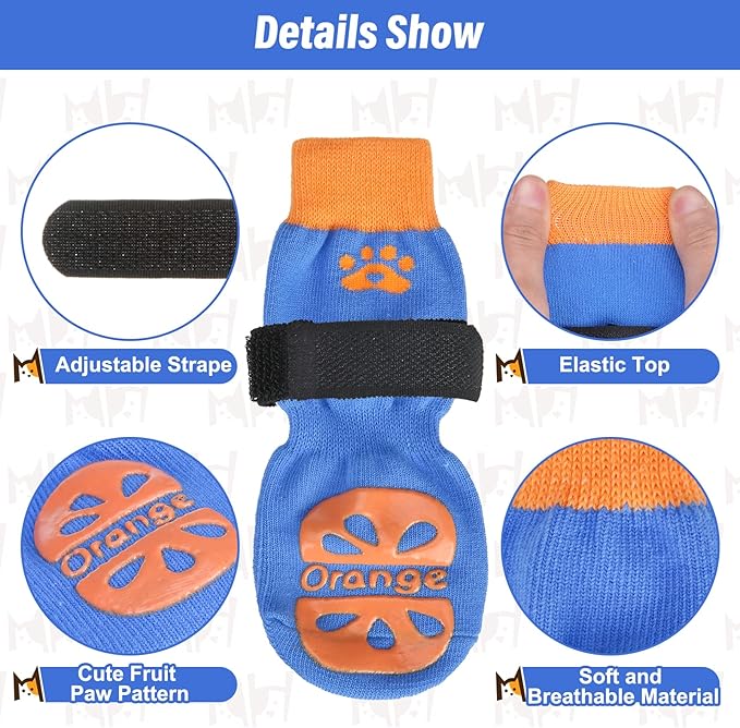 BEAUTYZOO Anti-Slip Dog Socks,Dog Shoes for Hot/Cold Pavement,Paw Protectors with Grips 3 Pairs for Puppy Small Medium Large Senior Old Dogs,Dog Socks to Prevent Licking and Hardwood Floor Protection