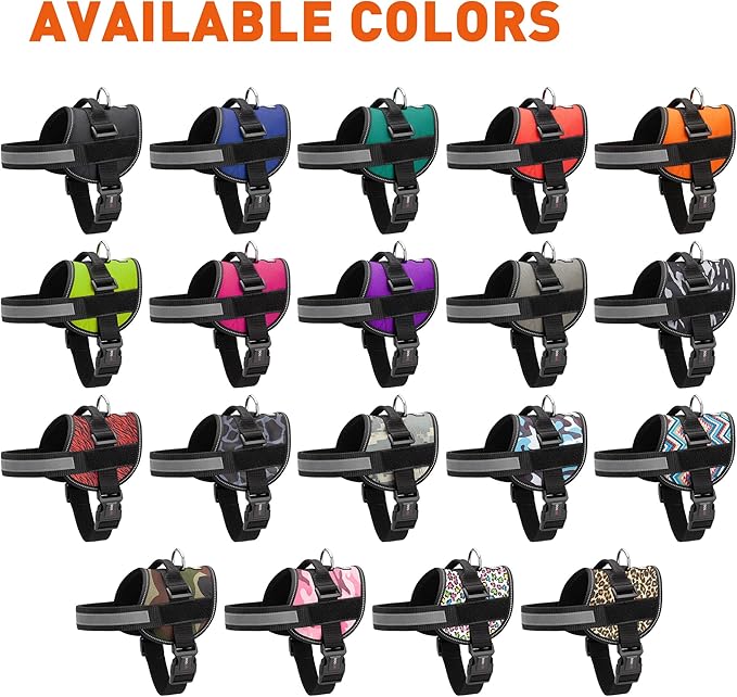 Dogline Dog Harness, Reflective No-Pull Adjustable Vest with Handle for Walking, Training, Breathable, No - Choke Harness for Small, Medium or Large Dogs Room for Patches Girth 27 to 34 in Orange