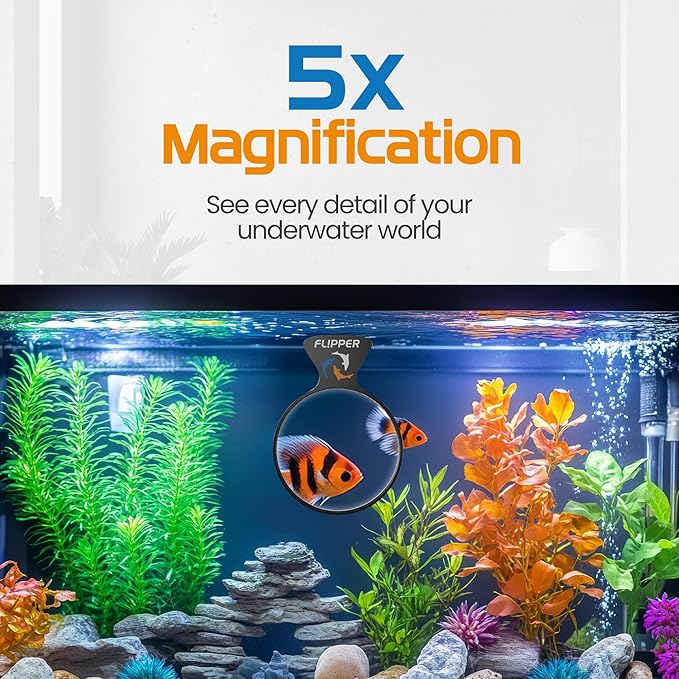 FL!PPER Flipper DeepSee Viewer MAX 5" Black - Coral and Fish Magnifier for Reef Tank and Freshwater Aquarium Photography and Videography - Magnetic Magnifying Glass