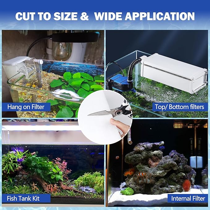 UBeesize Aquarium Filter Media Floss, 12 ft Cut to Fit Pond Filters for Outdoor Ponds and Fish Tank, High Efficiency Aquarium Filter Material, No Dye and Reusable Filter Floss
