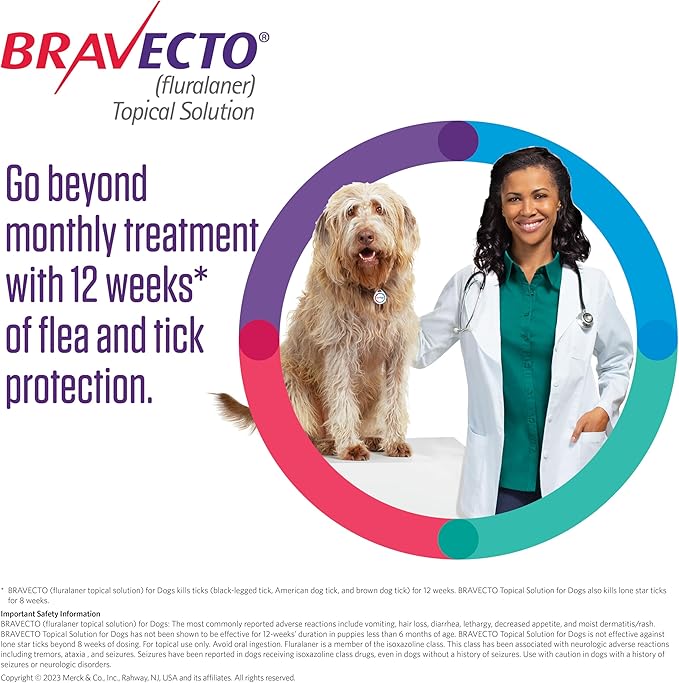 BRAVECTO Topical Solution for Dogs, Flea & Tick, 12 Week Supply, 4.4-9.9 lbs., Yellow Box