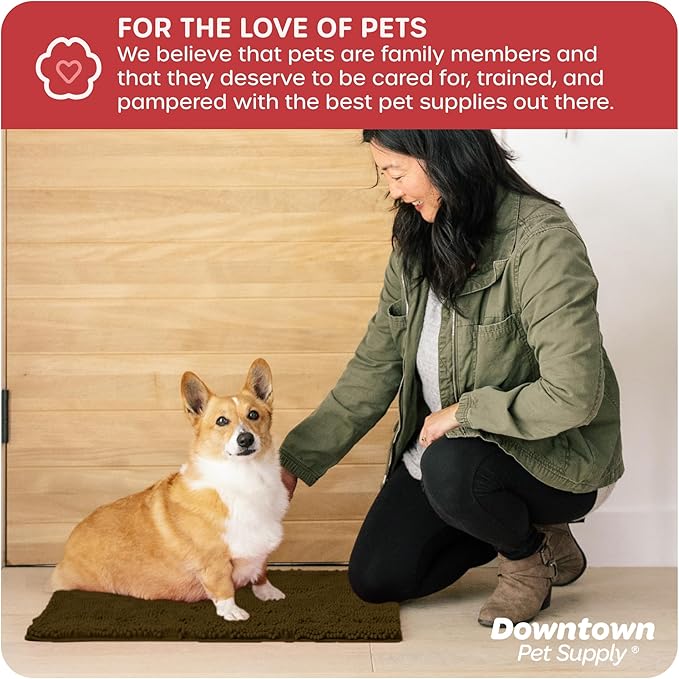 My Doggy Place Microfiber Dog Mat for Muddy Paws, 18" x 24" Brown - Absorbent and Quick-Drying Dog Paw Cleaning Mat, Washer and Dryer Safe - Non-Slip Rubber Backed Dog Floor Mat, Small